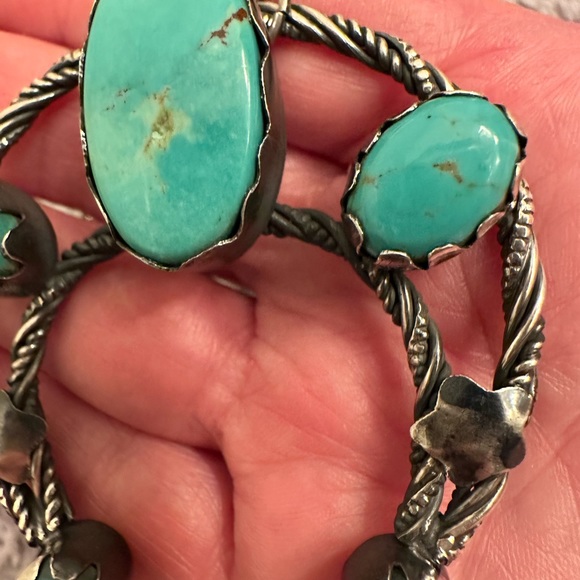 Turquoise naja paper clip 925 solid sterling silver necklace - Picture 3 of 8